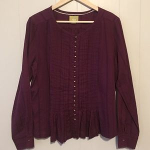 Maeve Anthropologie Pleated Blouse Size Large